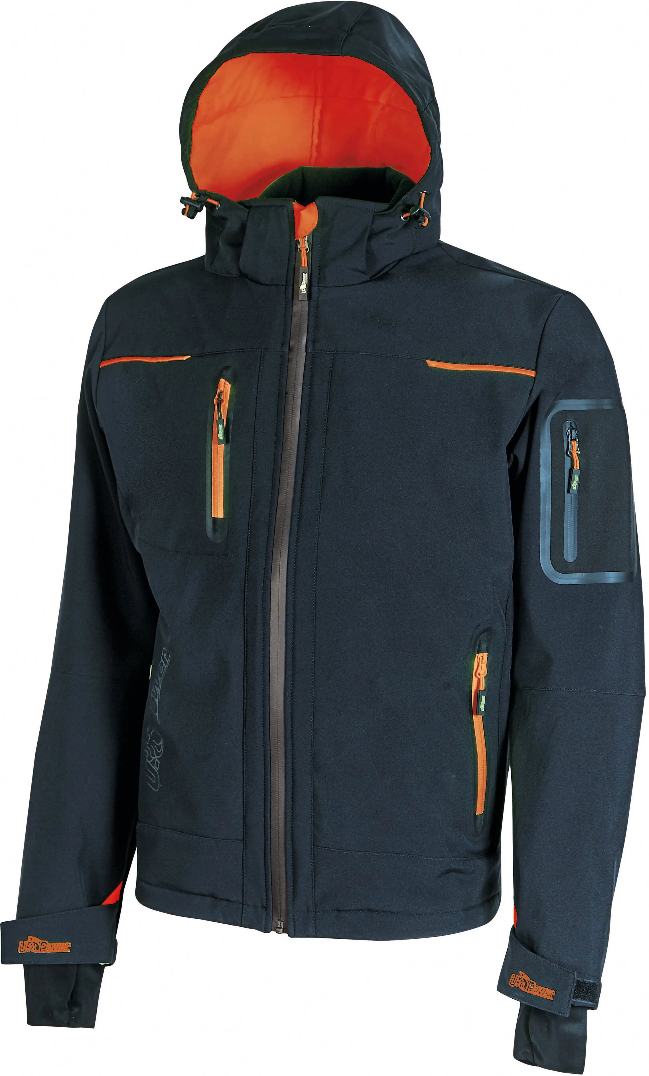 U-power GIACCA SOFT SHELL SPACE  TAGLIA L COLORE BLU CON CAPPUCCIO E ZIP IMPERMEABILE