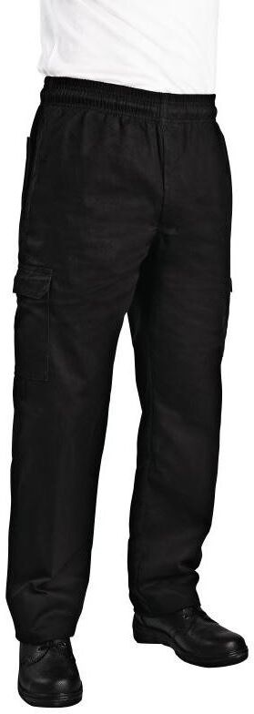 Chef Works unisex slim fit cargo broek zwart S, Taillemaat: 76-82cm. Binnenbeenlengte: 84cm