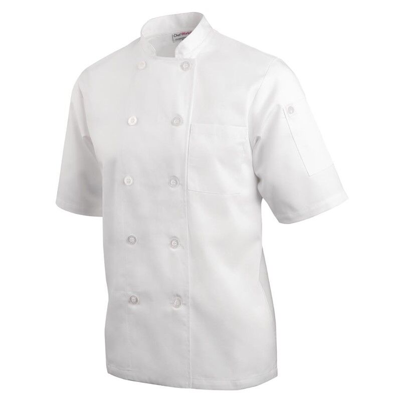 Chef Works Volnay uniseks koksbuis wit M, Borstomvang: 102-107cm