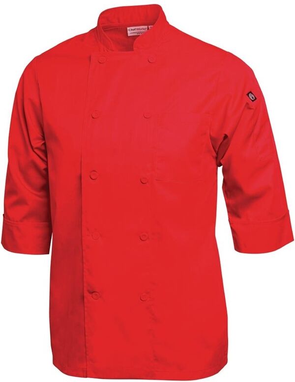 Chef Works unisex koksbuis rood XL, Borstomvang: 122-127cm