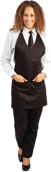 Whites Chefs Clothing Whites halterschort met V-hals zwart, 83,8(l) x 69,8(b)cm