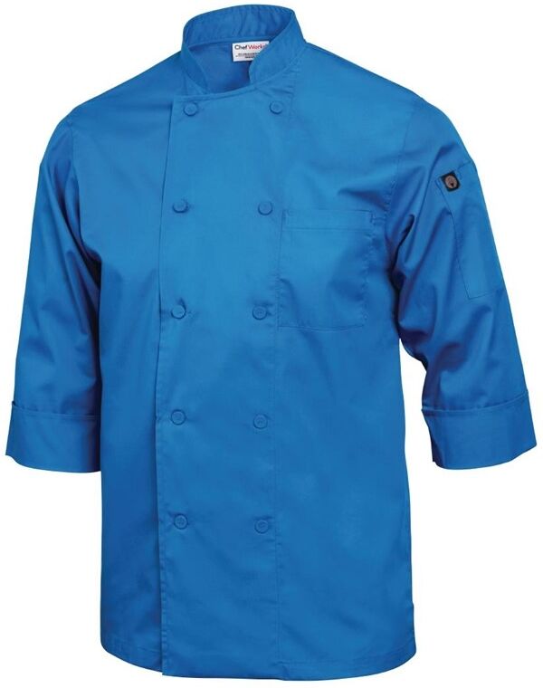 Chef Works unisex koksbuis blauw L, Borstomvang: 112-117cm