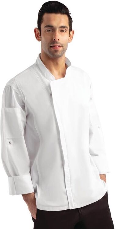 Chef Works Urban Hartford unisex koksbuis met rits lange mouw wit S, Borstomvang: 92-97cm