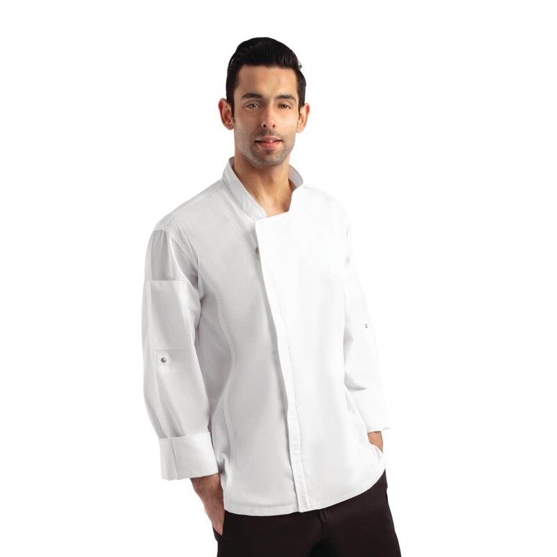 Chef Works Urban Hartford unisex koksbuis met rits lange mouw wit XL, Borstomvang: 122-127cm