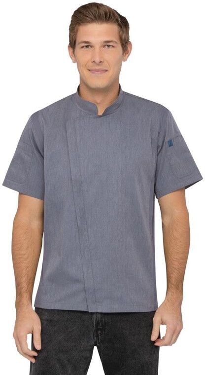 Chef Works Urban Springfield unisex koksbuis met rits korte mouw inktblauw L, Borstomvang: 112-117cm