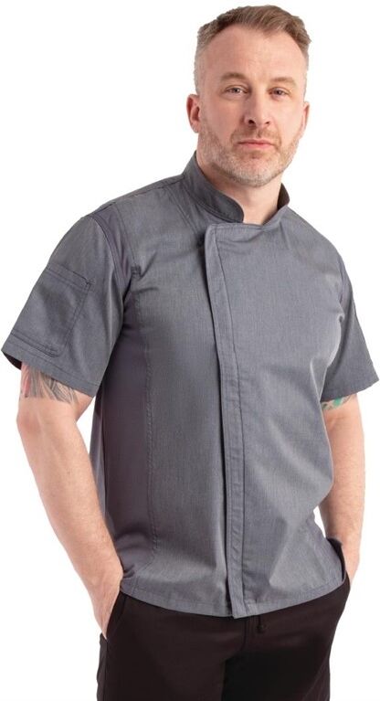 Chef Works Urban Springfield unisex koksbuis met rits korte mouw inktblauw XS, Borstomvang: 81-86cm