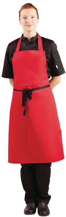 Whites Chefs Clothing Whites halterschort polyester-katoen rood, 96,5(l) x 71,1(b)cm