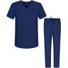 MISEMIYA Uniseks uniformset – medisch uniform met bovendeel en broek, medische uniformen – Ref.6801-6802, Blauw, L