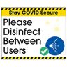 V Safety CV158CU-S Vsafety COVID-Secure sticker Disinfect Between Users 100 mm x 80 mm, zelfklevend vinyl, 100 mm x 80 mm