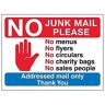 V Safety VSafety DP056AL-S Stop Hand: Geen Junk Mail Alstublieft, Dank u ondertekenen 150mm x 100mm Rood