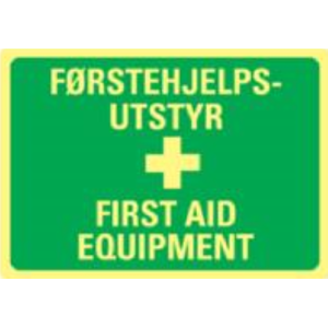Skilt Førstehjelpsutstyr/ First Aid Equitment 250x200 Mm