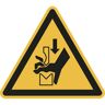 kaiserkraft Znak ostrzegawczy, ostrzeżenie przed ryzykiem zmiażdżenia dłoni przez elementy prasy, opak. 10 szt., folia, dł. boku 200 mm