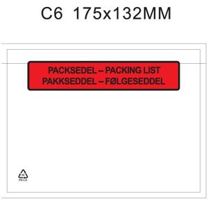 Packsedelskuvert, C6, Tryck: ´PACKSEDEL´, 175x132 mm, 1000 st