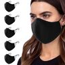 ANSTA tygmask, 5 delar tvättbara masker med bomull, multifunktionelltvättbar tygmask, unisex tvättbart tyg, justerbart dammskydd, svart