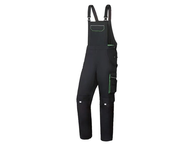 PARKSIDE® Pánske pracovné nohavice na traky (48, čierna/neónovo zelená)