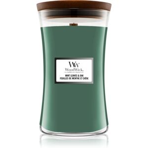 Woodwick Mint Leaves & Oak scented candle with wooden wick 609,5 g