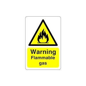 Safety First Display LTD Warning flammable gas sign - High tack self-adhesive sticker (150mm x 100mm) Viewing Distance within 3m.