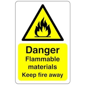 Safety First Display LTD Danger Flammable materials sign - High tack self-adhesive sticker (150mm x 100mm) Viewing Distance within 3m.