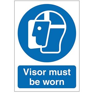 Aston Safety Signs Visor must be worn mandatory safety sign - Size 100mm x 140mm - Self adhesive vinyl sticker - Denotes specific actions that must be adhered to (1)