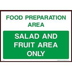 USSP&S Salad and Fruit Area Sticker/Self Adhesive Sign - Raw, Cooked, Preparation, Fish, Food, Wash Hands (FP2)