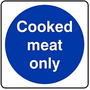 Lasting Impressions (Signs) Limited 100mmx100mm Cooked Meat Only Catering Sign Sticker Self Adhesive