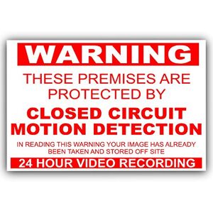 Platinum 6 x EXTERNAL Premises Protected by MOTION DETECTION Closed Circuit CCTV Stickers Worded Video Recording Camera Security Warning Signs Self Adhesive Vinyl - Red on White - 130mm x 87mm - C16