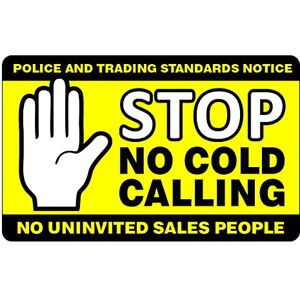 Blossom Print No Cold Calling Door Sign - Size 120mm x 75mm - Self Adhesive Vinyl Sticker - Helps to Stop uninvited Sales callers (1)