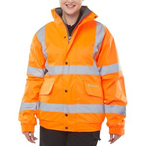 Beeswift CBJFL Waterproof Hi-Vis Fleece Lined Bomber Jacket XXL  Orange