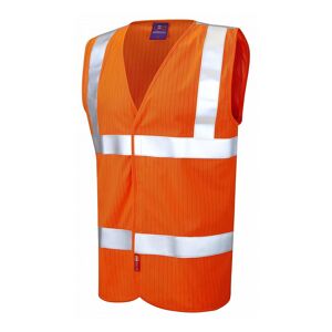Leo Workwear W19 Clifton Hi-Vis Fire-Resistant Anti-Static Waistcoat 6XL  Orange