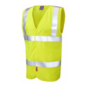 Leo Workwear W19 Clifton Hi-Vis Fire-Resistant Anti-Static Waistcoat 5XL  Yellow
