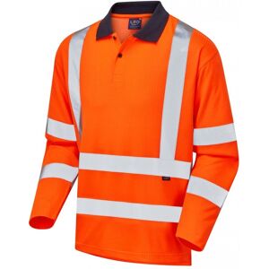 Leo Workwear P05 Swimbridge Hi-Vis Long Sleeve Polo Shirt L  Orange