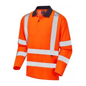 Leo Workwear P05 Swimbridge Hi-Vis Long Sleeve Polo Shirt S  Orange