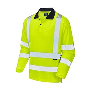 Leo Workwear P05 Swimbridge Hi-Vis Long Sleeve Polo Shirt S  Yellow