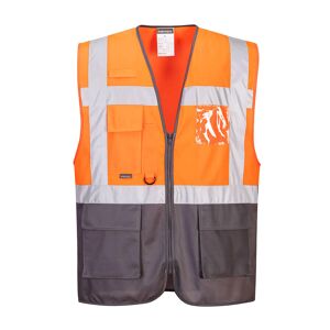 Portwest C476 Warsaw Hi-Vis Executive Waistcoat 3XL  Orange/Grey