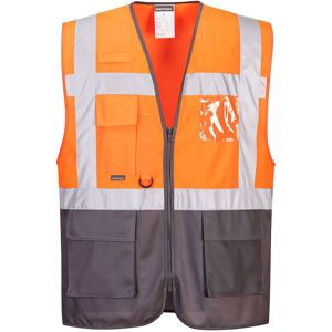 Portwest C476 Warsaw Hi-Vis Executive Waistcoat XXL  Orange/Grey