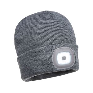 Portwest B028 Rechargeable Twin LED Beanie  Grey