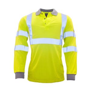 Portwest FR77 Flame Resistant Hi-Vis Long Sleeve Polo Shirt  S