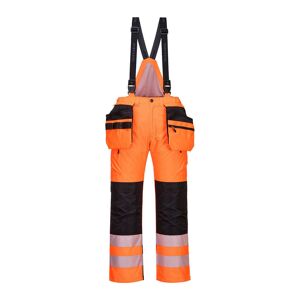 Portwest PW351 Hi-Vis Waterproof Winter Bib Trousers M  Orange/Black