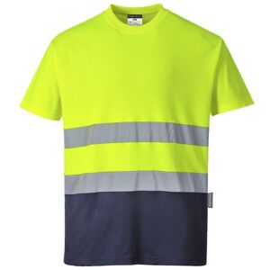 Portwest S173 Two-Tone Cotton Comfort T-Shirt M  Yellow & Navy