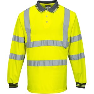 Portwest S277 Hi-Vis Long Sleeved Polo Shirt XS  Yellow