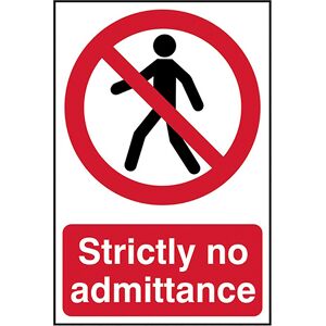 Scan SCA0608 Strictly No Admittance Self-Adhesive PVC Sign 200mm x 300mm