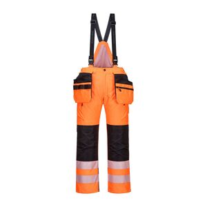 Portwest PW351 Hi-Vis Waterproof Winter Bib Trousers L  Orange/Black