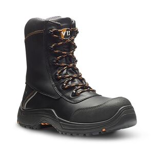 V12 E1300.01 Defiant Black Side Zip High Leg Safety Boots
