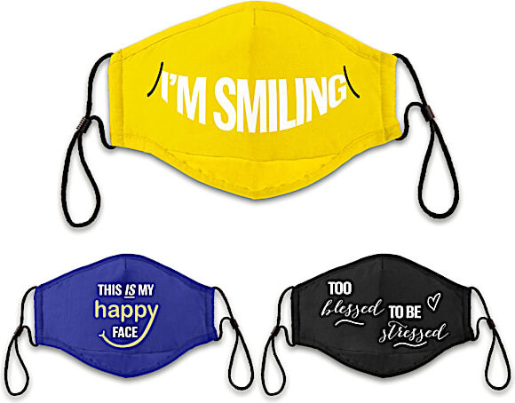 The Bradford Exchange 3 Adult Face Masks With Positive Sayings