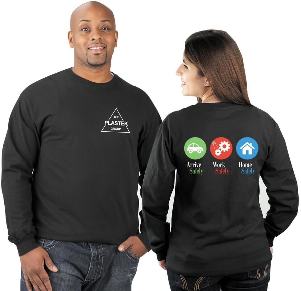 Positive Promotions 21 Arrive Safely, Work Safely, Home Safely 2-Sided Sleeves T-Shirt - Personalized