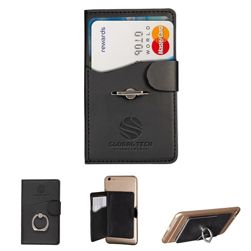 Positive Promotions 38 Black Tuscany™ Dual Card Pocket With Metal Rings - Personalization Available