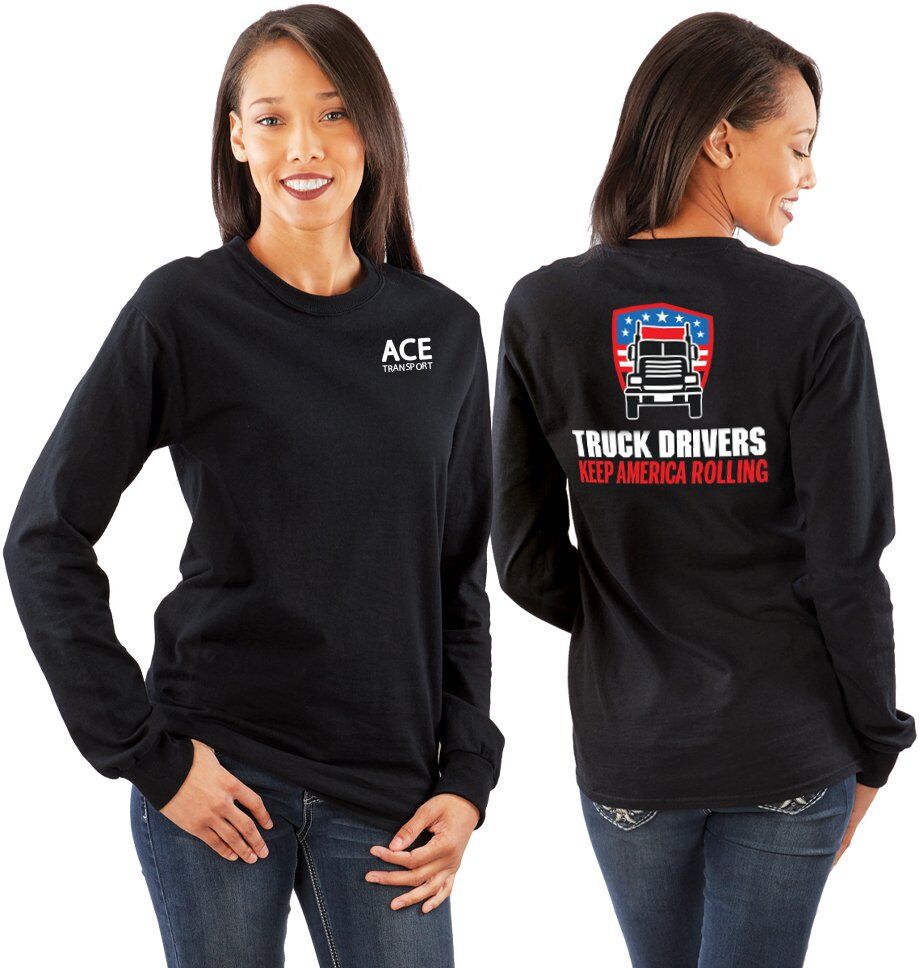 Positive Promotions 18 Truck Drivers: Keep America Rolling- Two-Sided Long Sleeves T-Shirt