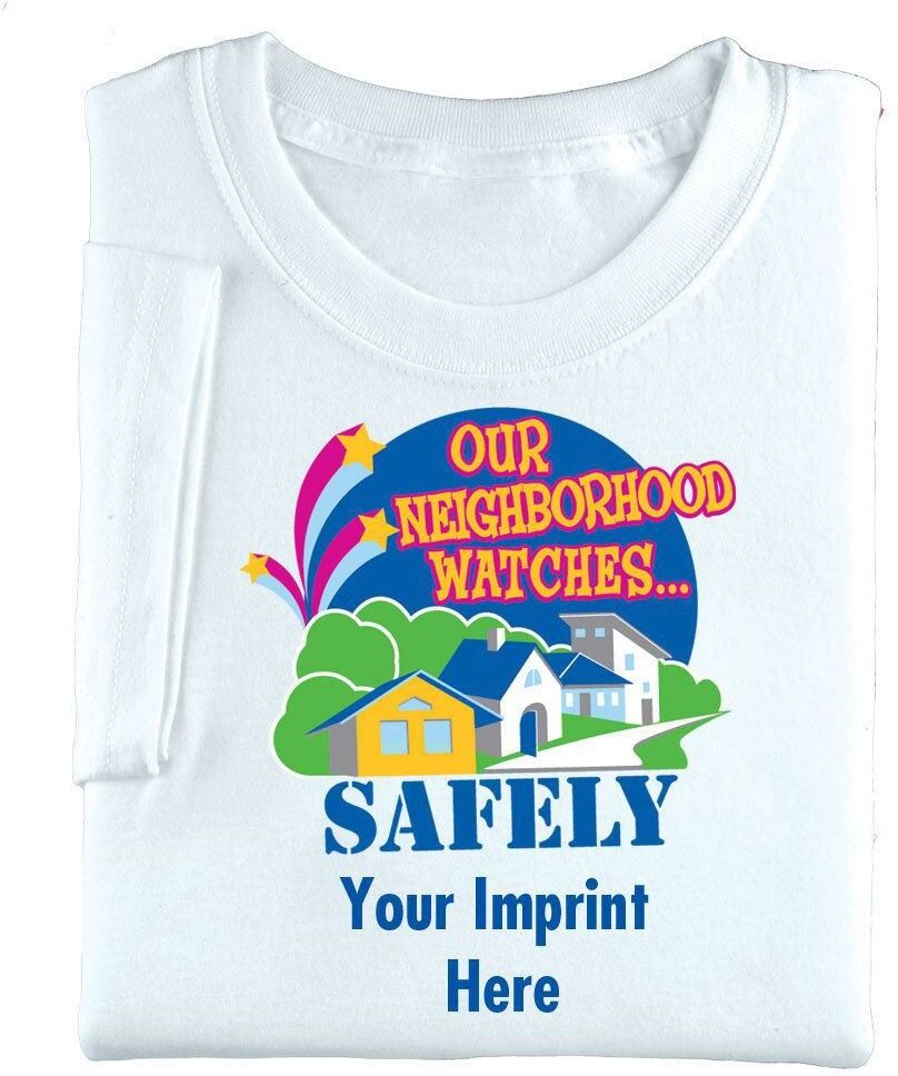 Positive Promotions 50 Our Neighborhood Watches Safely Adult-Size Shirts - Personalization Available