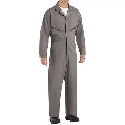 Men's Red Kap Zip-Front Cotton Coverall, Size: 52, Grey