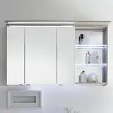 Pelipal Contea Spiegelschrank 119 x 16 x 73 cm mit LED Beleuchtung im Kranz, Fach rechts, Modul LA   stahlgrau CT-S3D8-1173-L-16-LA-88-N